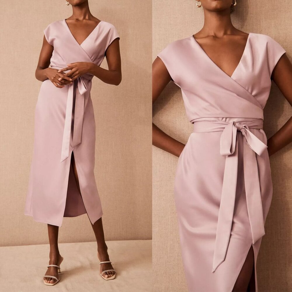 Anthropologie BHLDN Louisa Satin Charmeuse Midi Dress 14